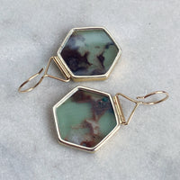 Aquaprase Hexagon Earrings in 22K